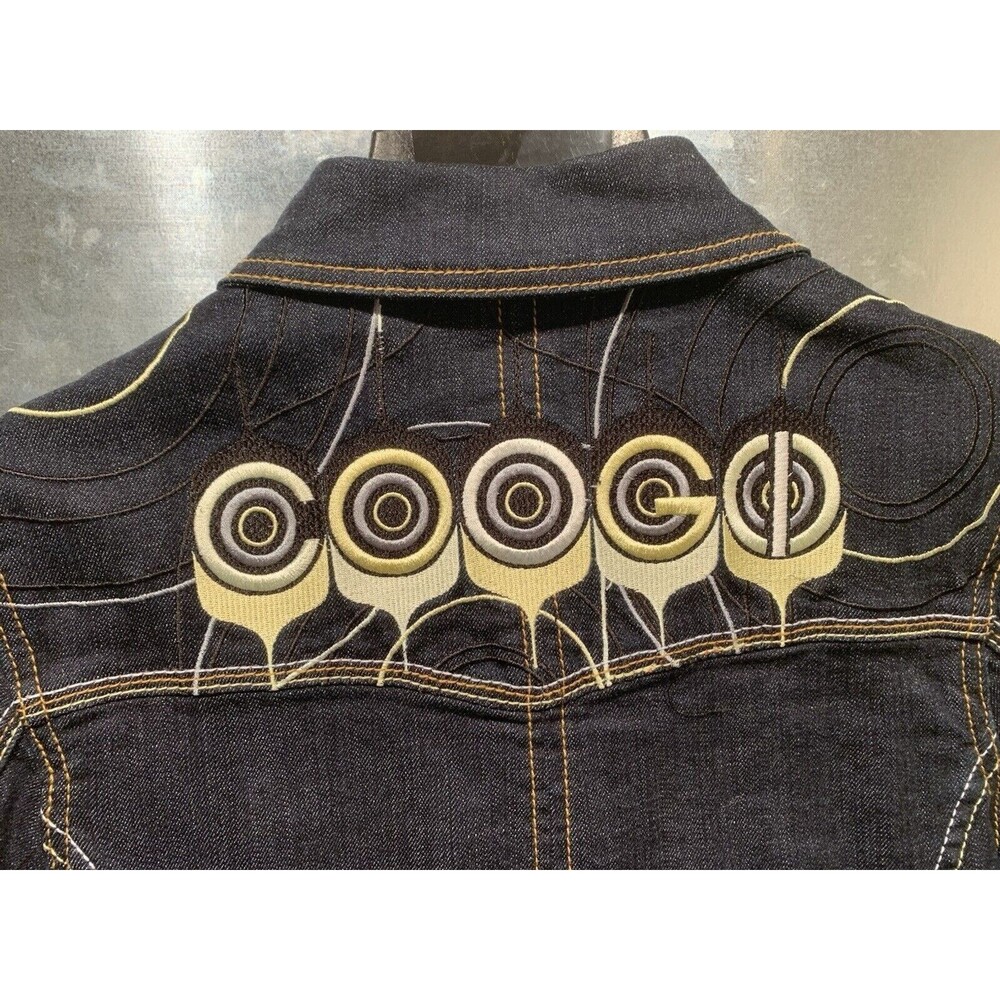 Denim Jean Jacket Cropped Coogi Australia Heavily Embroidered Junior Girl L NEW